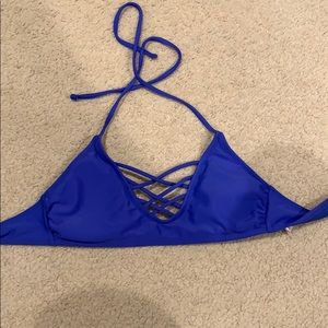 Cross front blue bikini